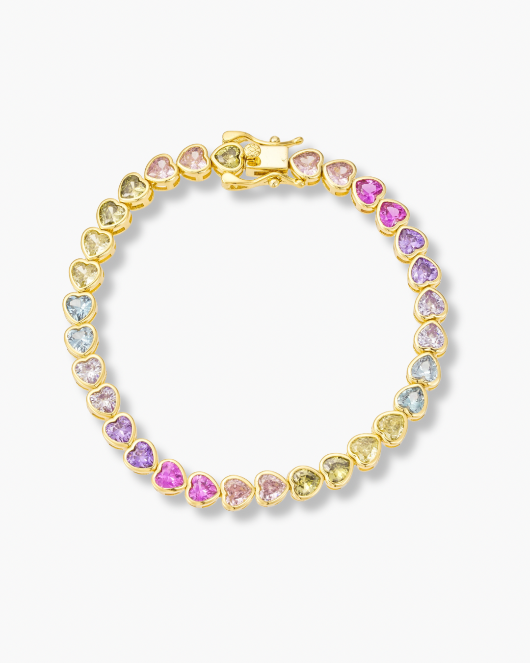 Pastel Heart Tennis Bracelet 6.5in