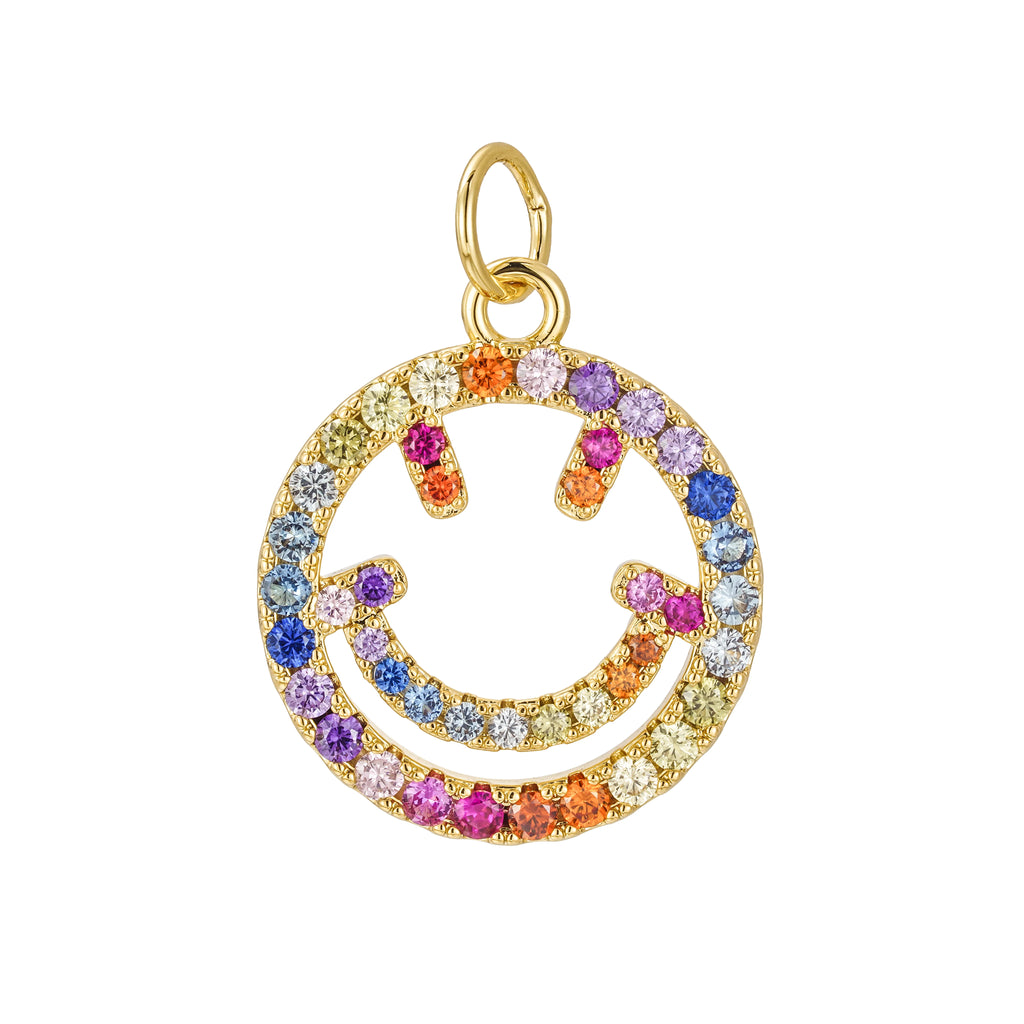 Long Rainbow Happy Face Necklace