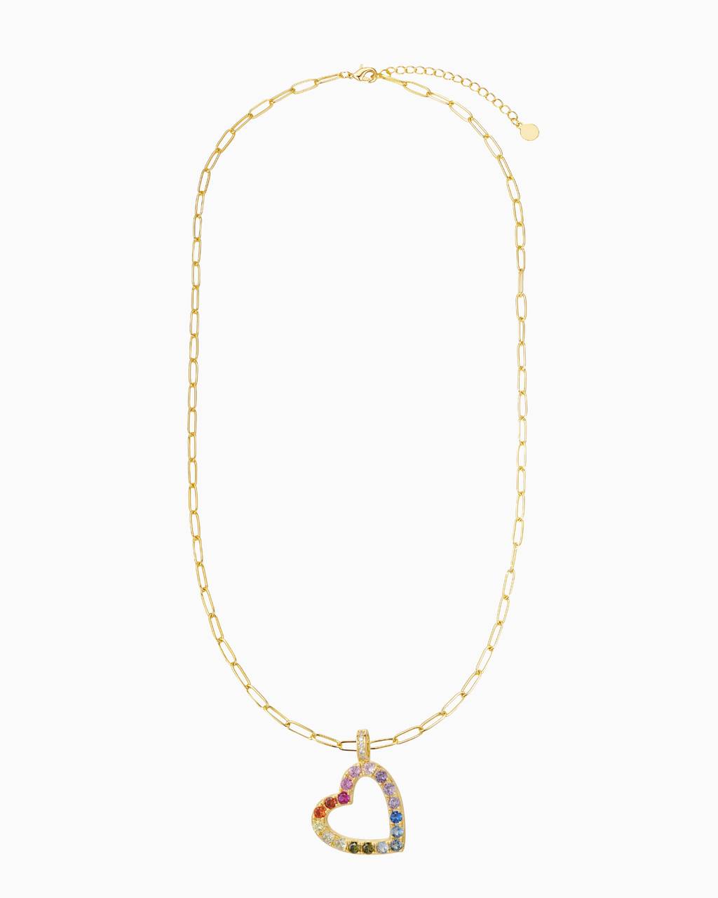 Long Rainbow Open Heart Necklace