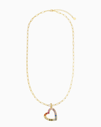 Long Rainbow Open Heart Necklace