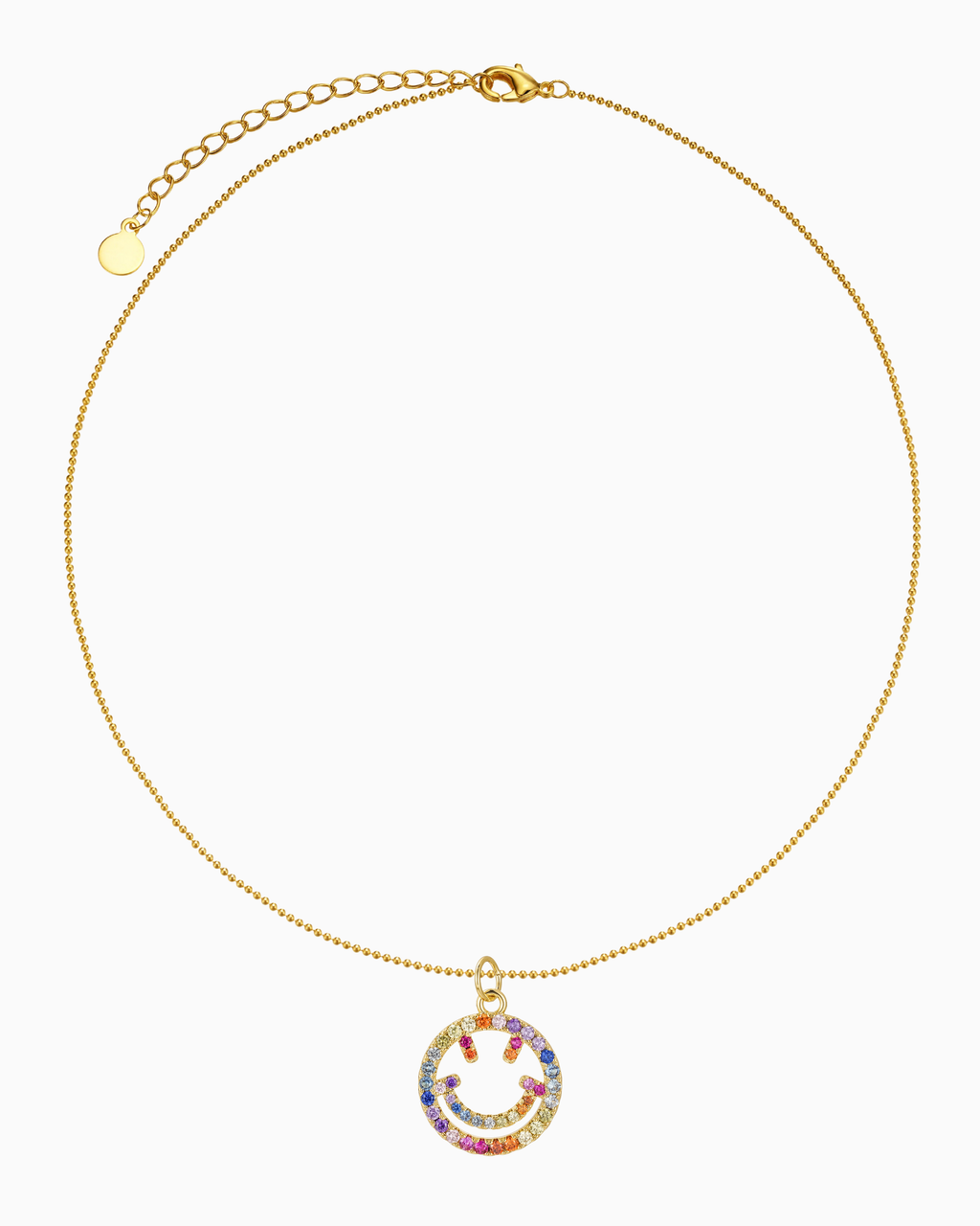 Long Rainbow Happy Face Necklace