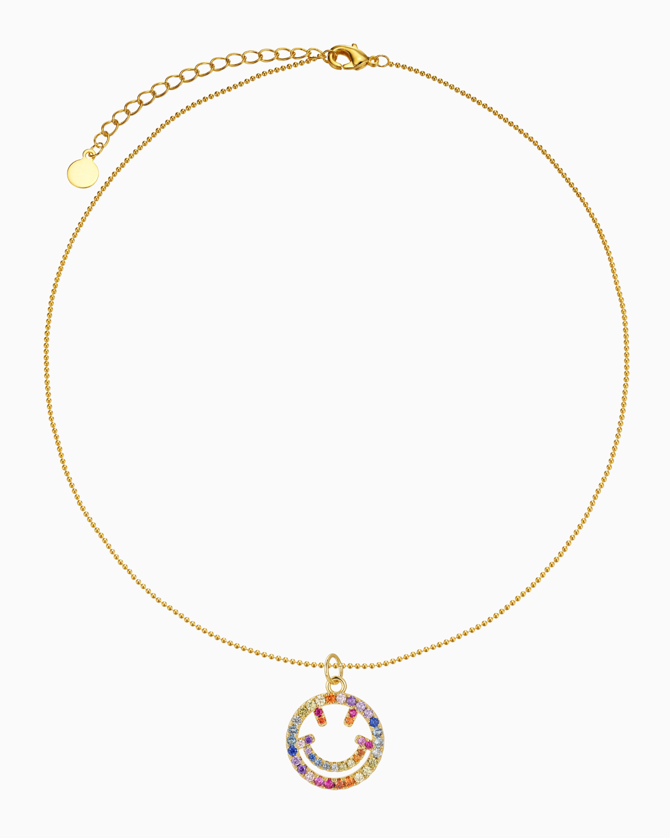 Long Rainbow Happy Face Necklace