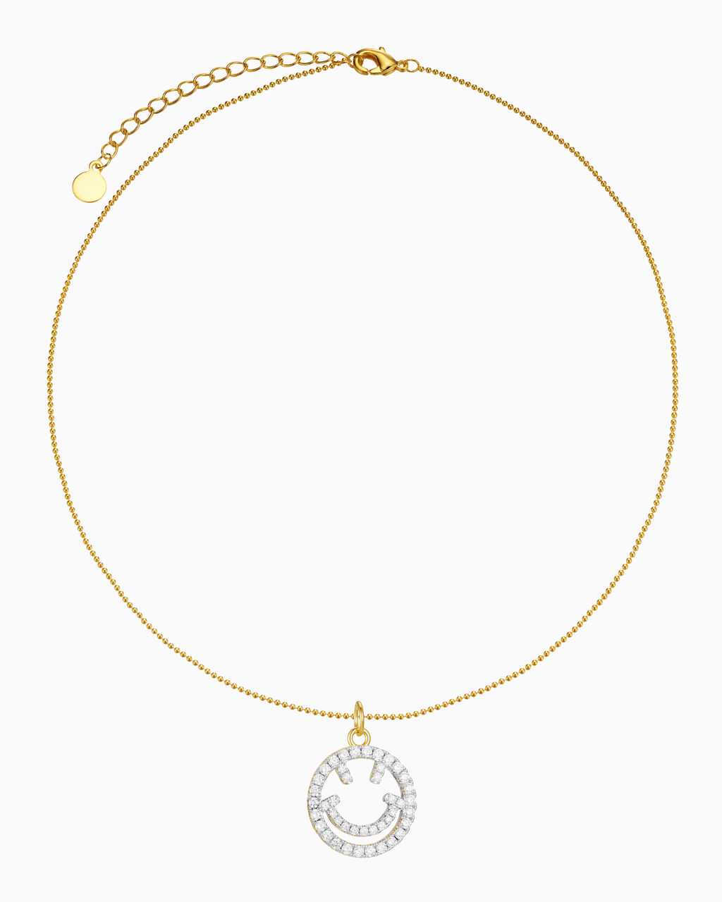 Long Sparkling Happy Face Necklace