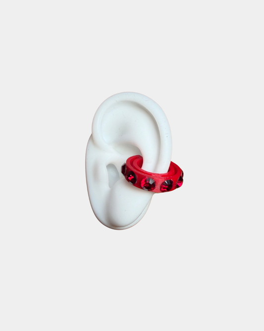 CRYSTAL EAR CUFF RED